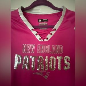 New England Patriots Bling Sequin Vneck